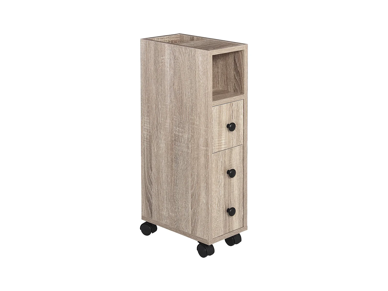 Support papier toilette - porte-papier toilette - armoire pour papier toilette - 3 niveaux + sortie papier panneaux aspect chêne clair