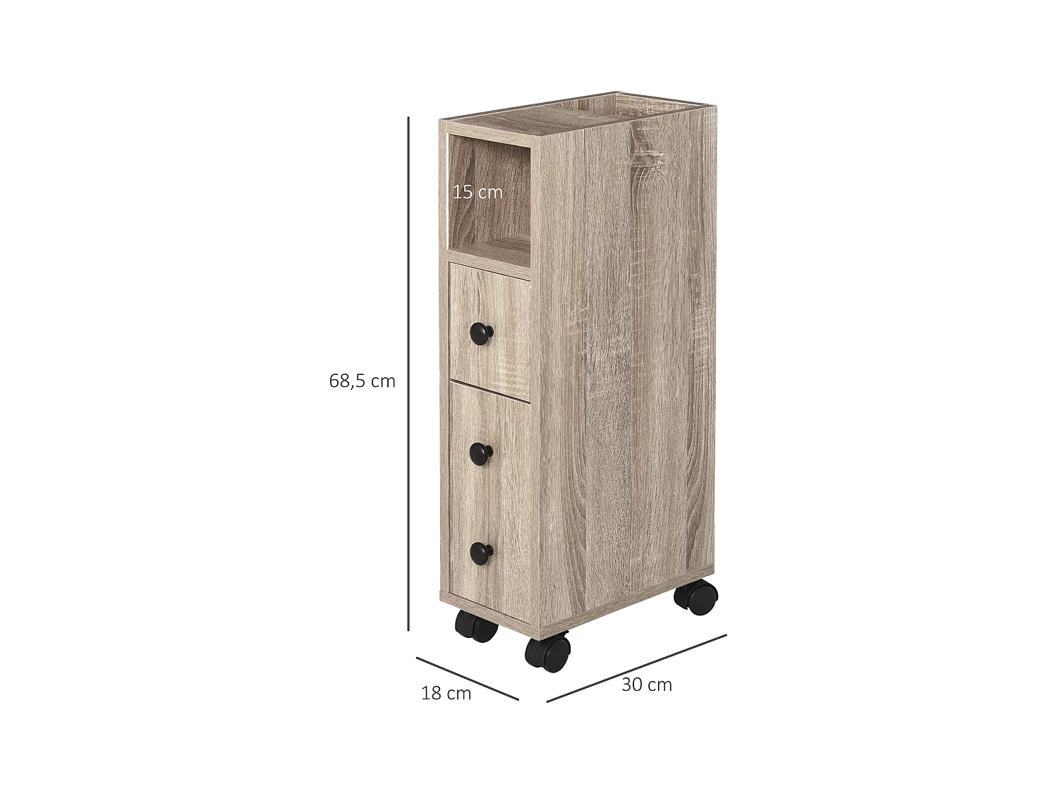 Support papier toilette - porte-papier toilette - armoire pour papier toilette - 3 niveaux + sortie papier panneaux aspect chêne clair