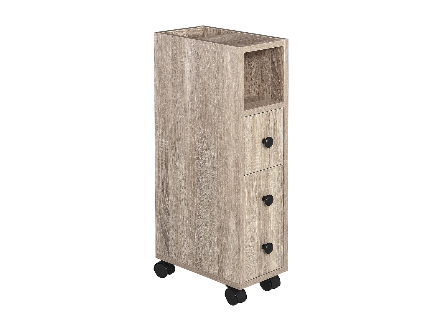 Support papier toilette - porte-papier toilette - armoire pour papier toilette - 3 niveaux + sortie papier panneaux aspect chêne clair