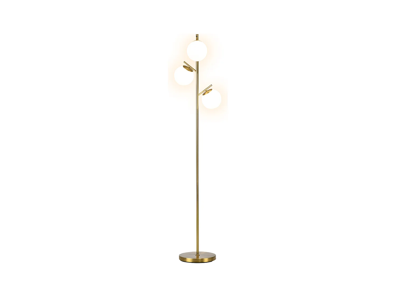Lampadaire globe design néo-rétro 3 ampoules max. 40 W 169H cm métal doré