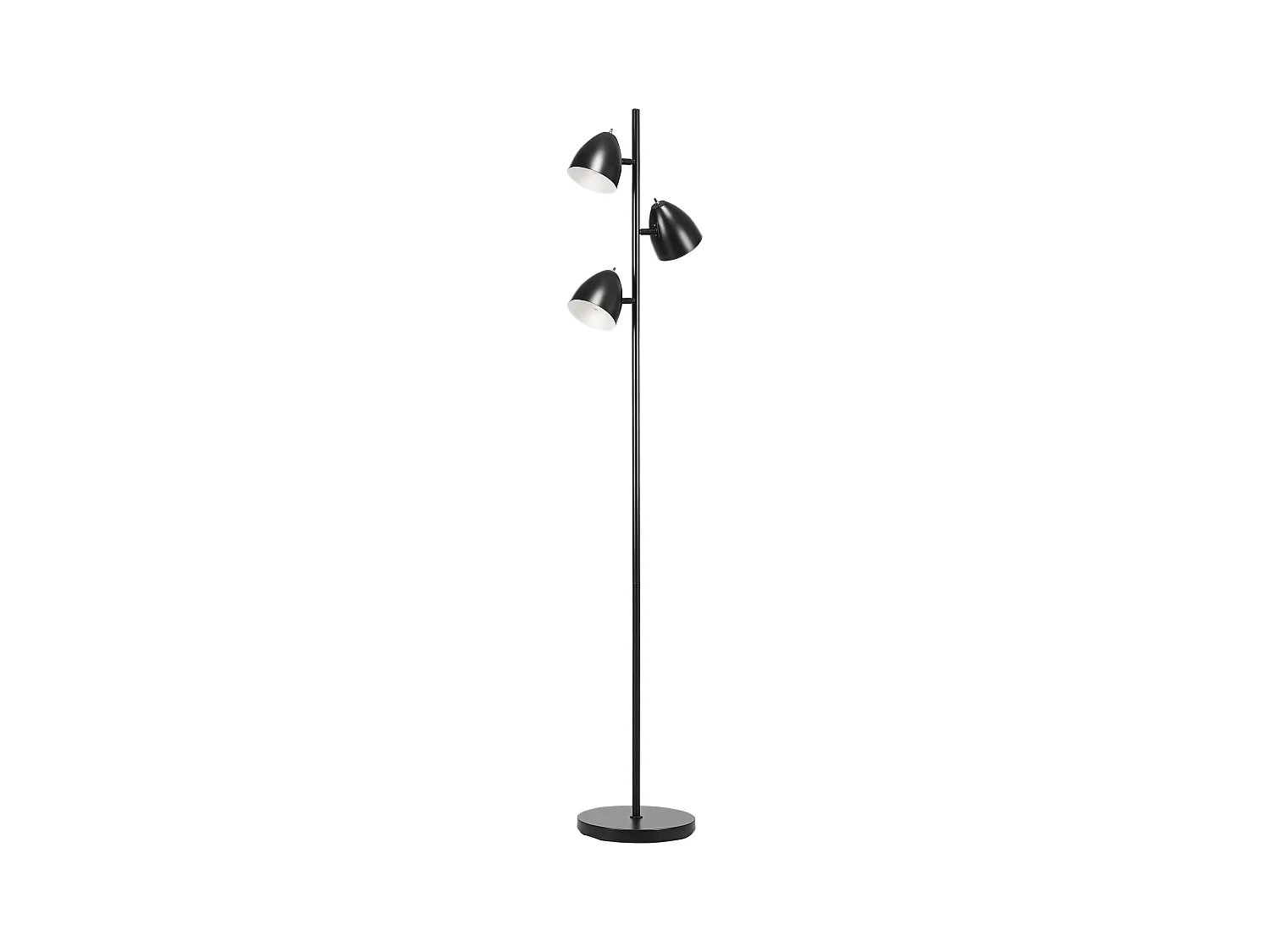 Lampadaire design industriel 3 ampoules max. 40 W abats-jours orientables acier noir