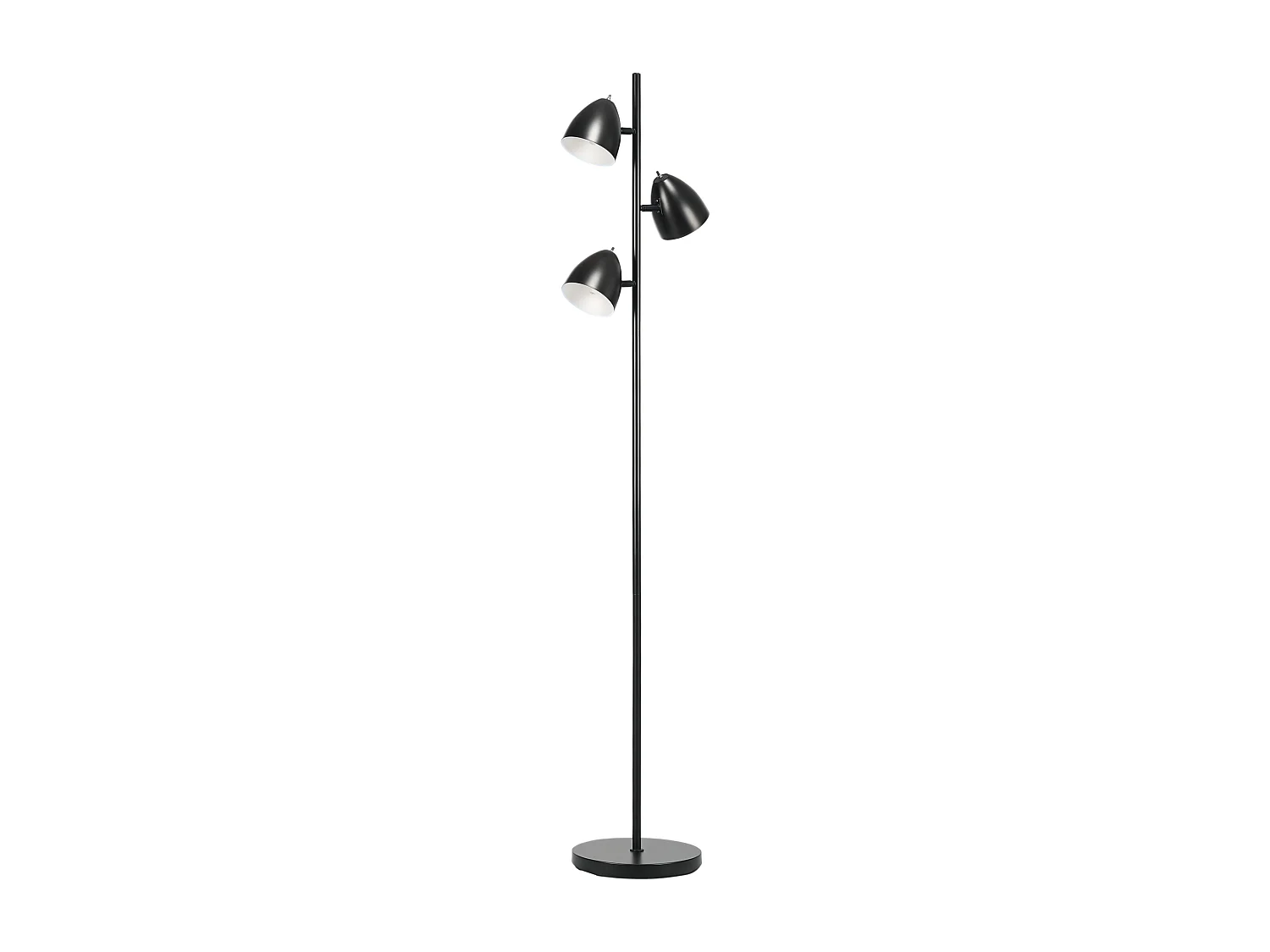 Lampadaire design industriel 3 ampoules max. 40 W abats-jours orientables acier noir
