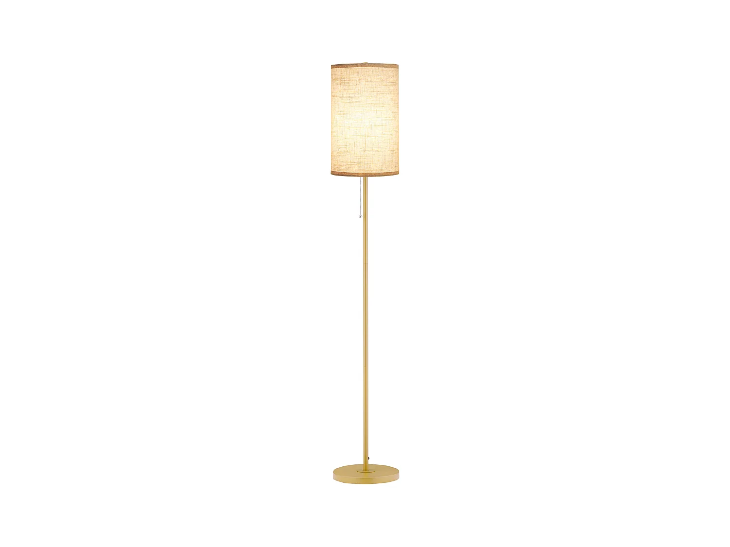 Lampadaire design néo-rétro 40 W max. piètement mât acier doré abat-jour lin crème