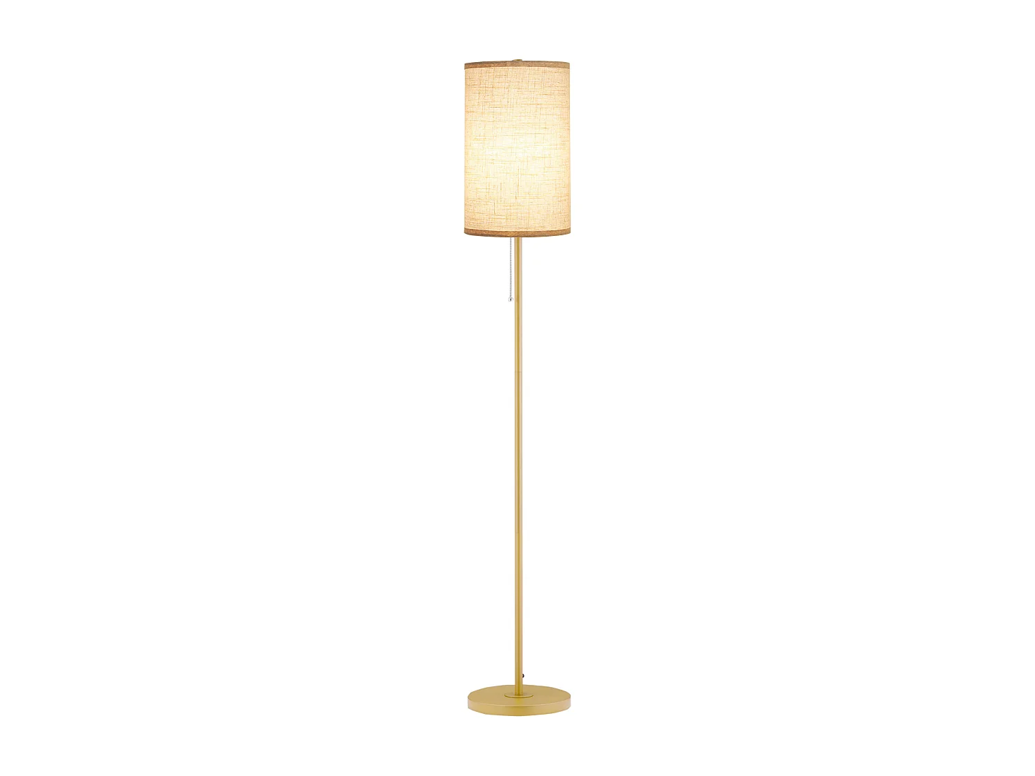 Lampadaire design néo-rétro 40 W max. piètement mât acier doré abat-jour lin crème