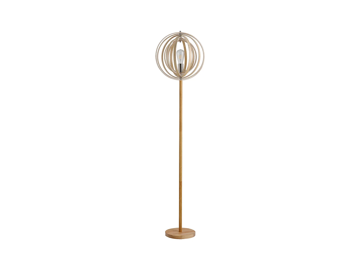 Lampadaire sur Pied Circulaire 40 W Max. Abat-Jour bois naturel clair dim. Ø 38 x 160 cm