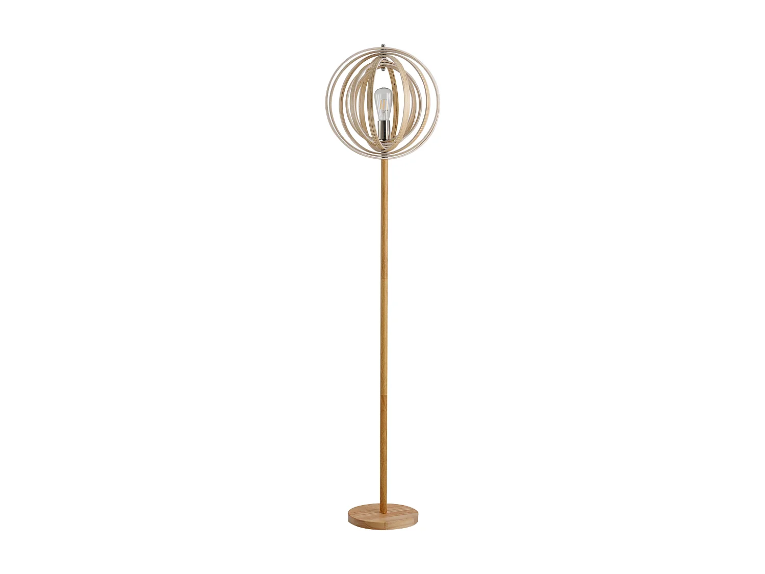 Lampadaire sur Pied Circulaire 40 W Max. Abat-Jour bois naturel clair dim. Ø 38 x 160 cm