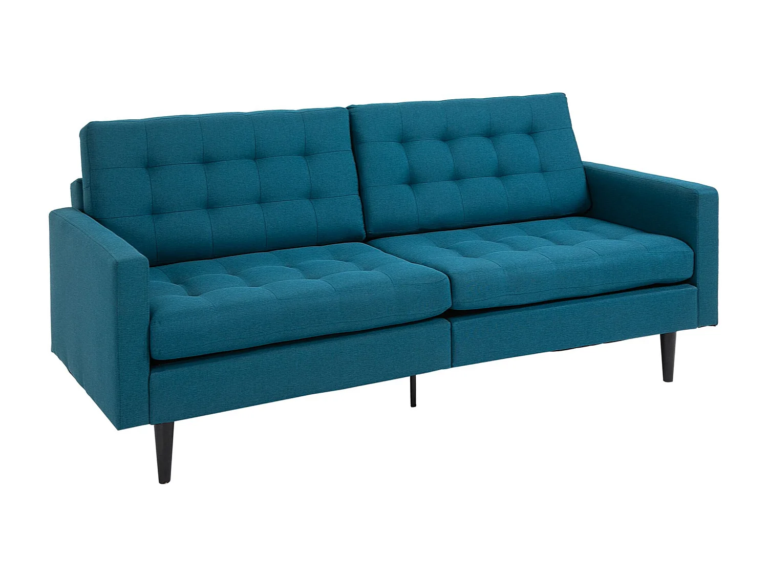 Canapé convertible 2 places design contemporain dossier inclinable indépendamment 3 positions lin bleu canard