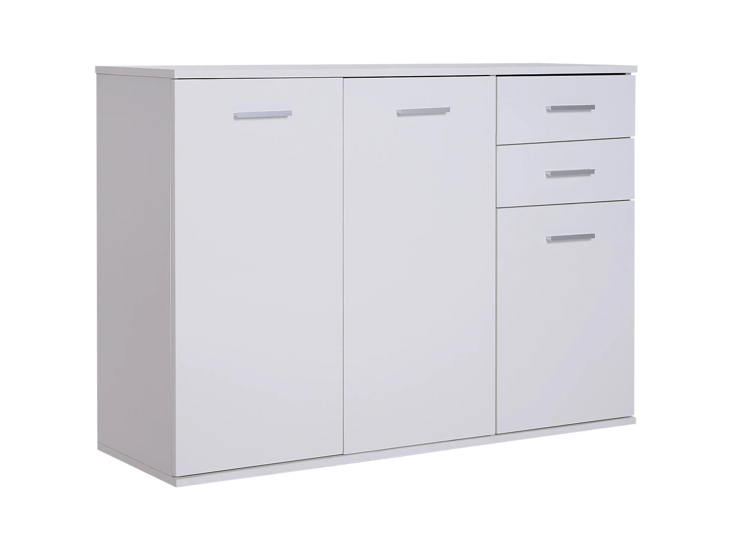 HOMCOM Buffet meuble de rangement 2 tiroirs coulissants 2 placards étagère réglable panneaux particules blanc