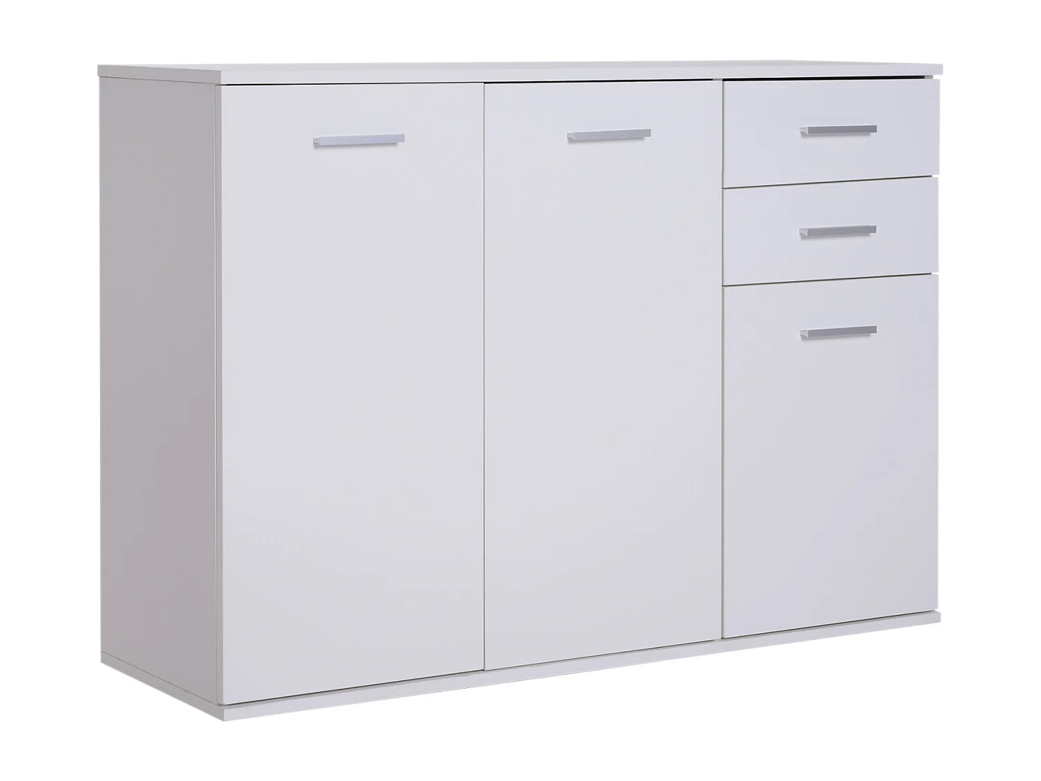 HOMCOM Buffet meuble de rangement 2 tiroirs coulissants 2 placards étagère réglable panneaux particules blanc