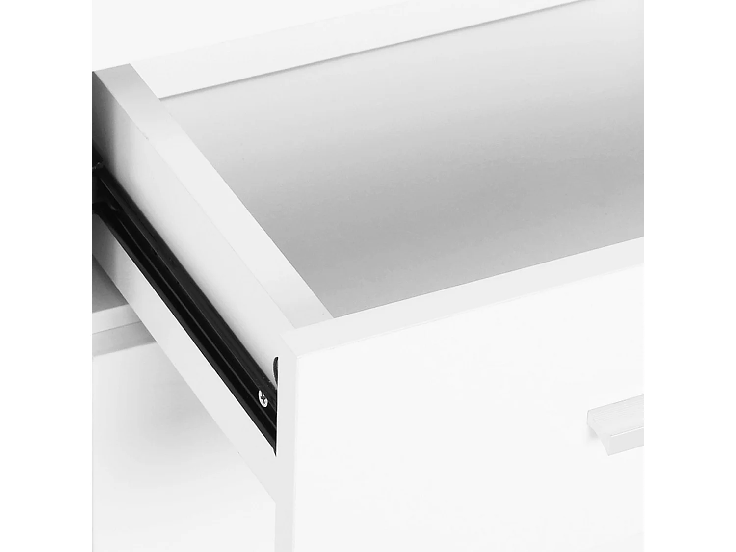 Buffet 2 tiroirs coulissants 2 placards étagère réglable panneaux blanc laqué
