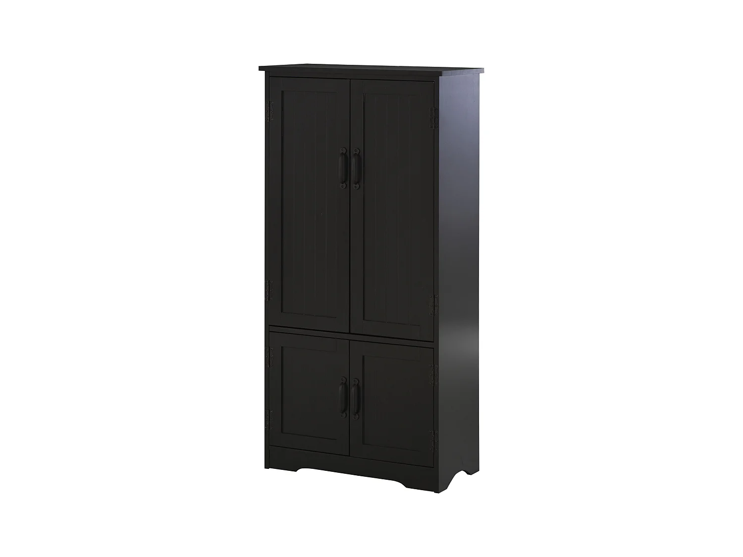 Armoire de cuisine contemporaine multi-rangements 2 placards 3 étagères MDF panneaux particules noir