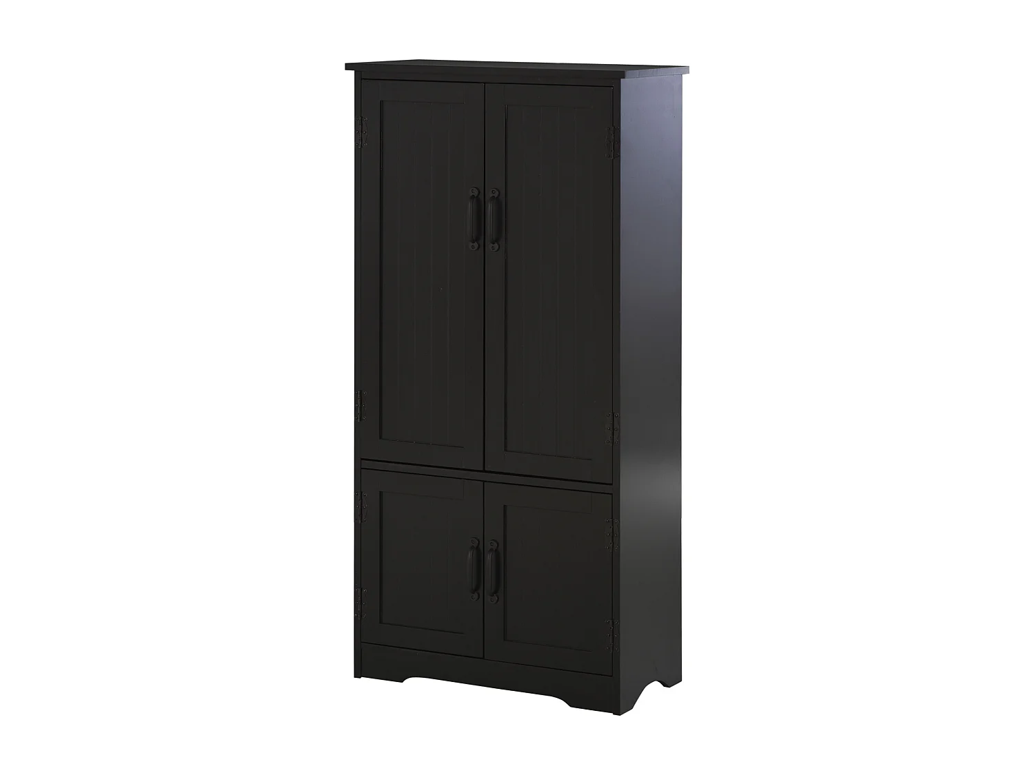 Armoire de cuisine contemporaine multi-rangements 2 placards 3 étagères MDF panneaux particules noir