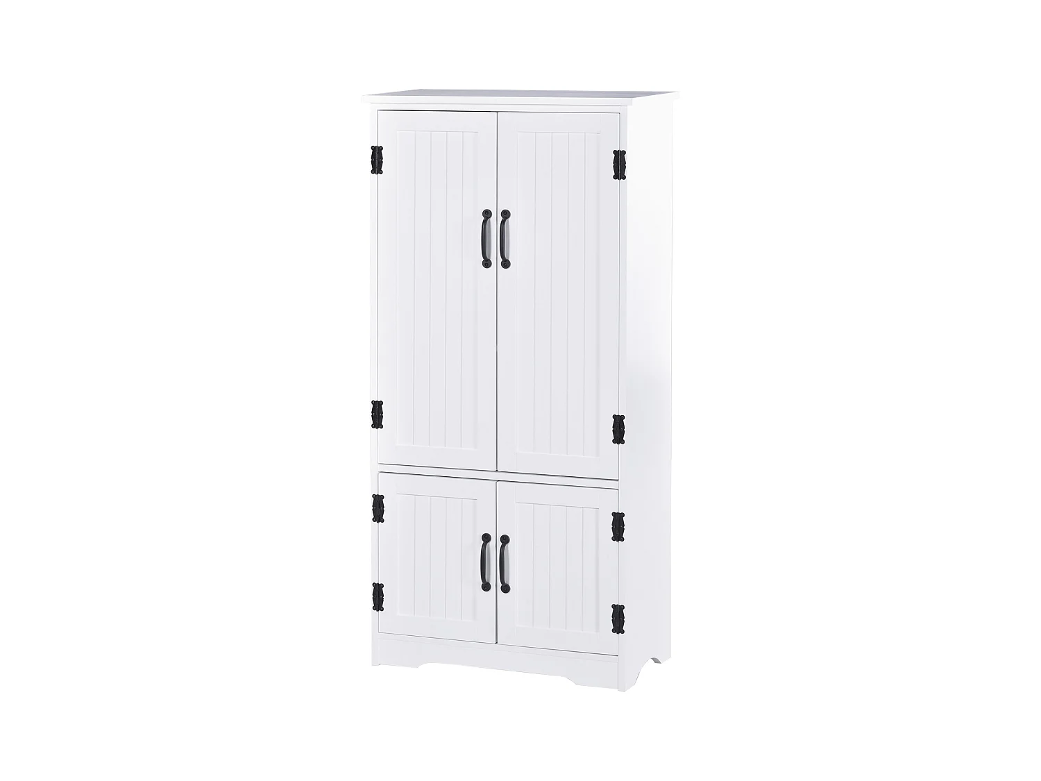 Armoire de cuisine contemporaine multi-rangements 2 placards 3 étagères MDF panneaux particules blanc
