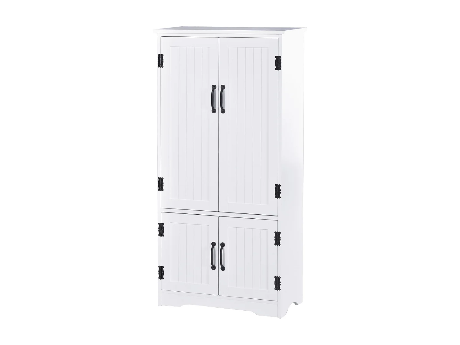Armoire de cuisine contemporaine multi-rangements 2 placards 3 étagères MDF panneaux particules blanc