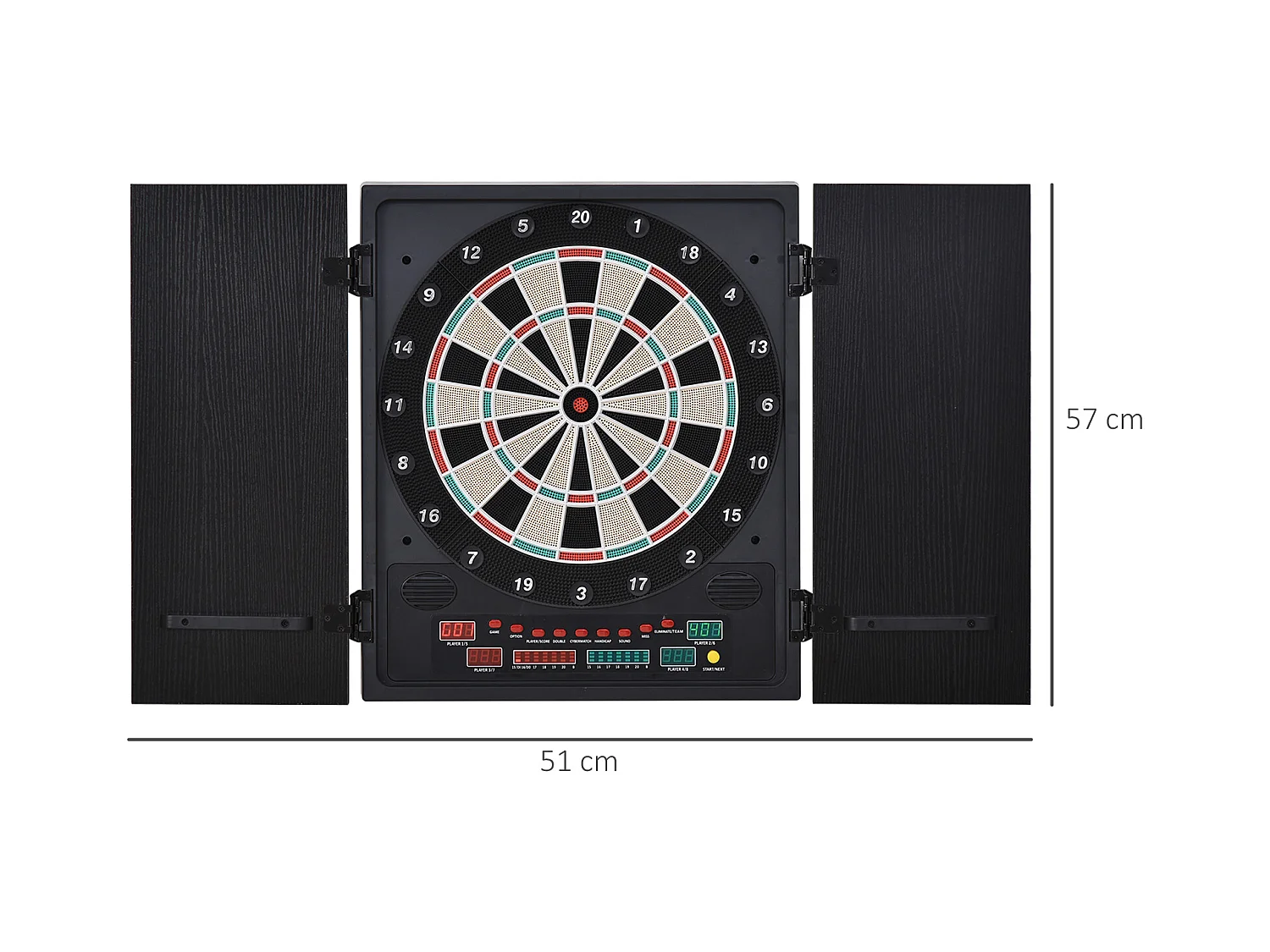 Cible jeu de fléchettes électronique refermable 27 jeux 202 variations jusqu'à 8 joueurs affichage LED haut-parleur noir