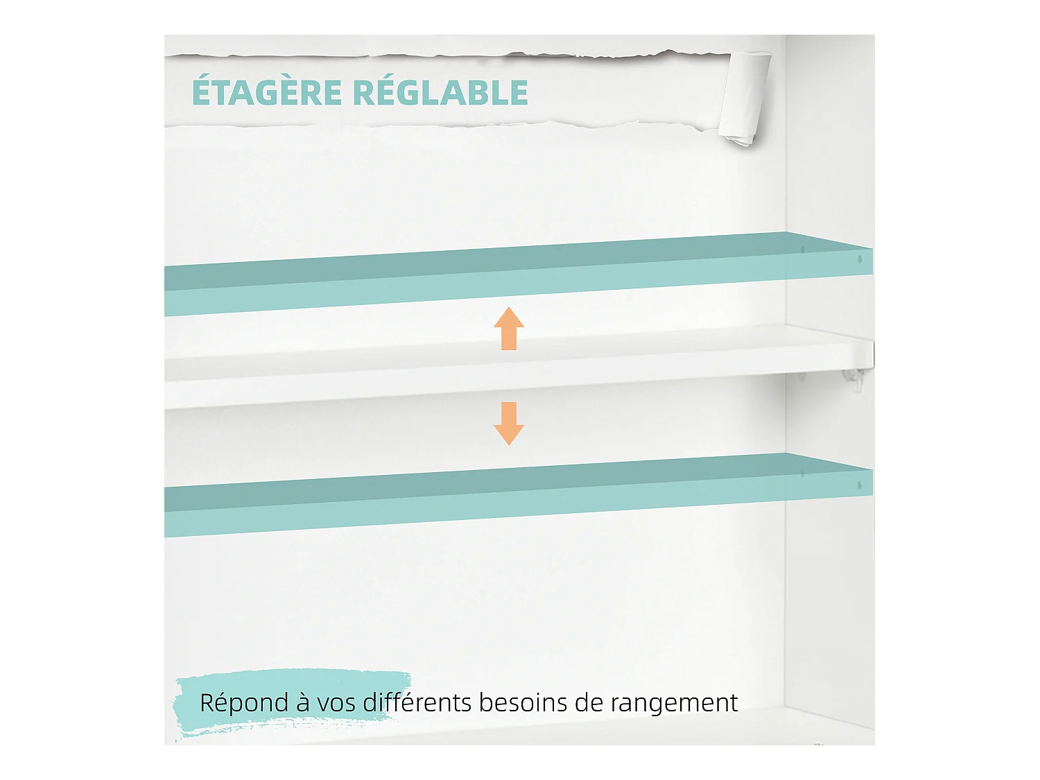 Bureau mural pliable - table murale rabattable - niche, 2 étagères - panneaux particules blanc