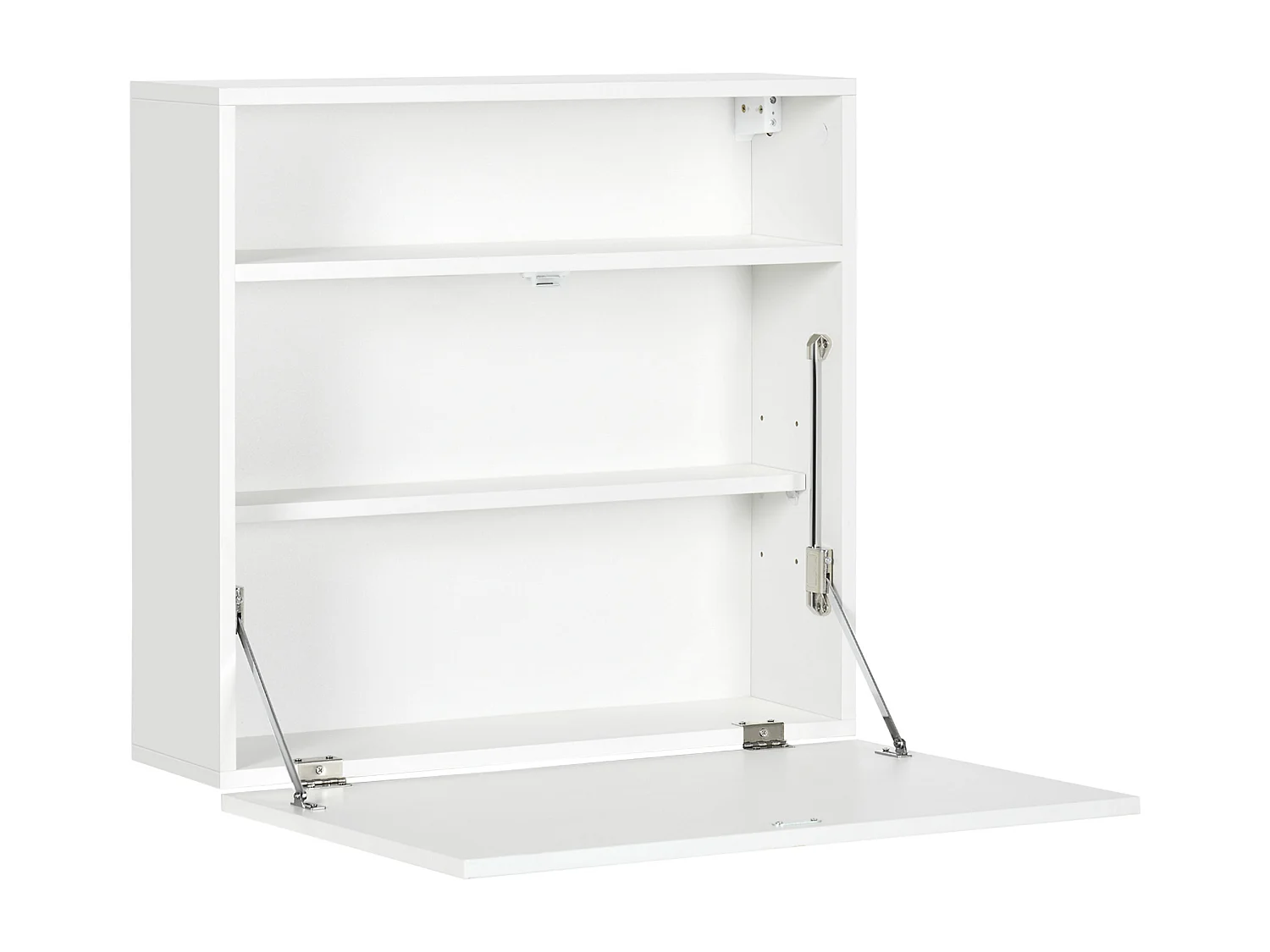 Bureau mural pliable - table murale rabattable - niche, 2 étagères - panneaux particules blanc