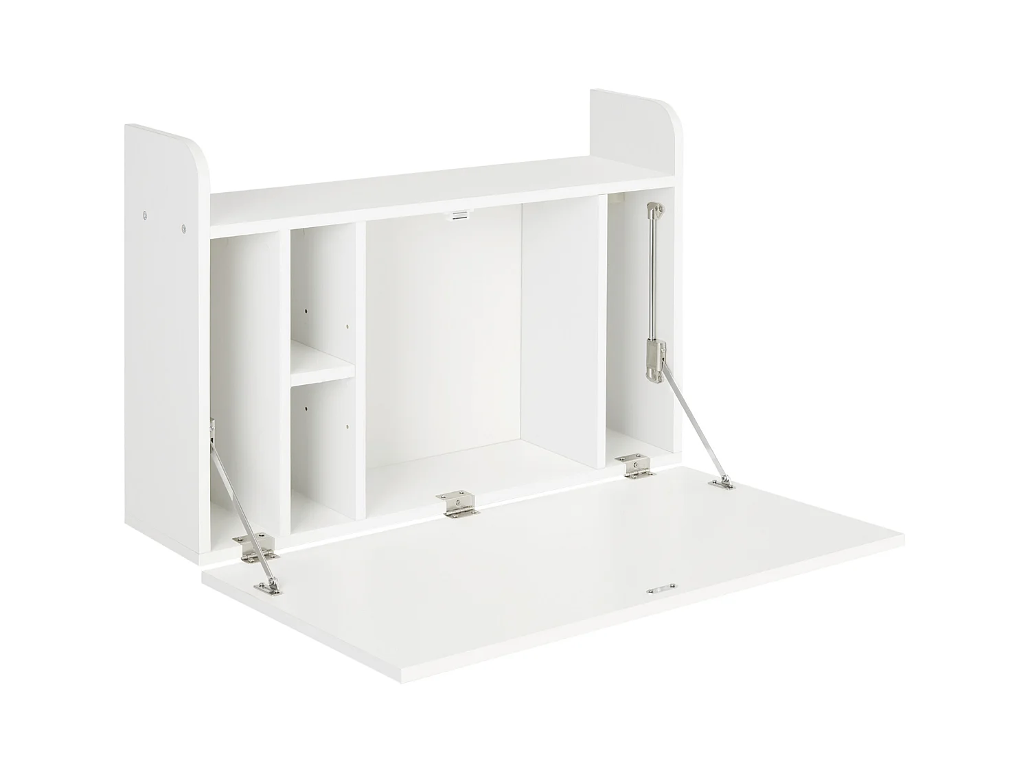Bureau mural pliable - table murale rabattable - 5 niches, étagère - panneaux particules blanc