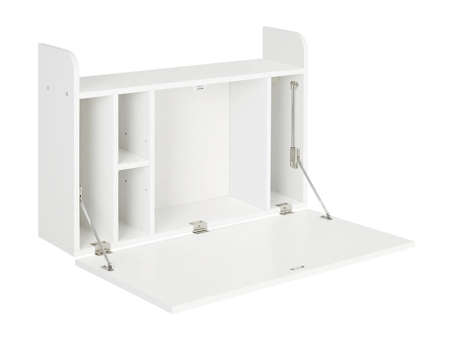 Bureau mural pliable - table murale rabattable - 5 niches, étagère - panneaux particules blanc