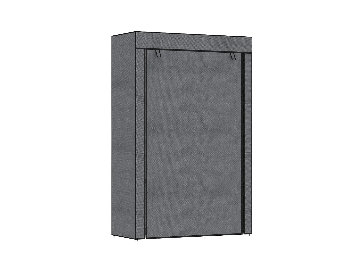 Armoire penderie multi-rangement - 6 étagères, 1 barre - dim. 103L x 43l x 162,5H cm - acier noir non tissé gris