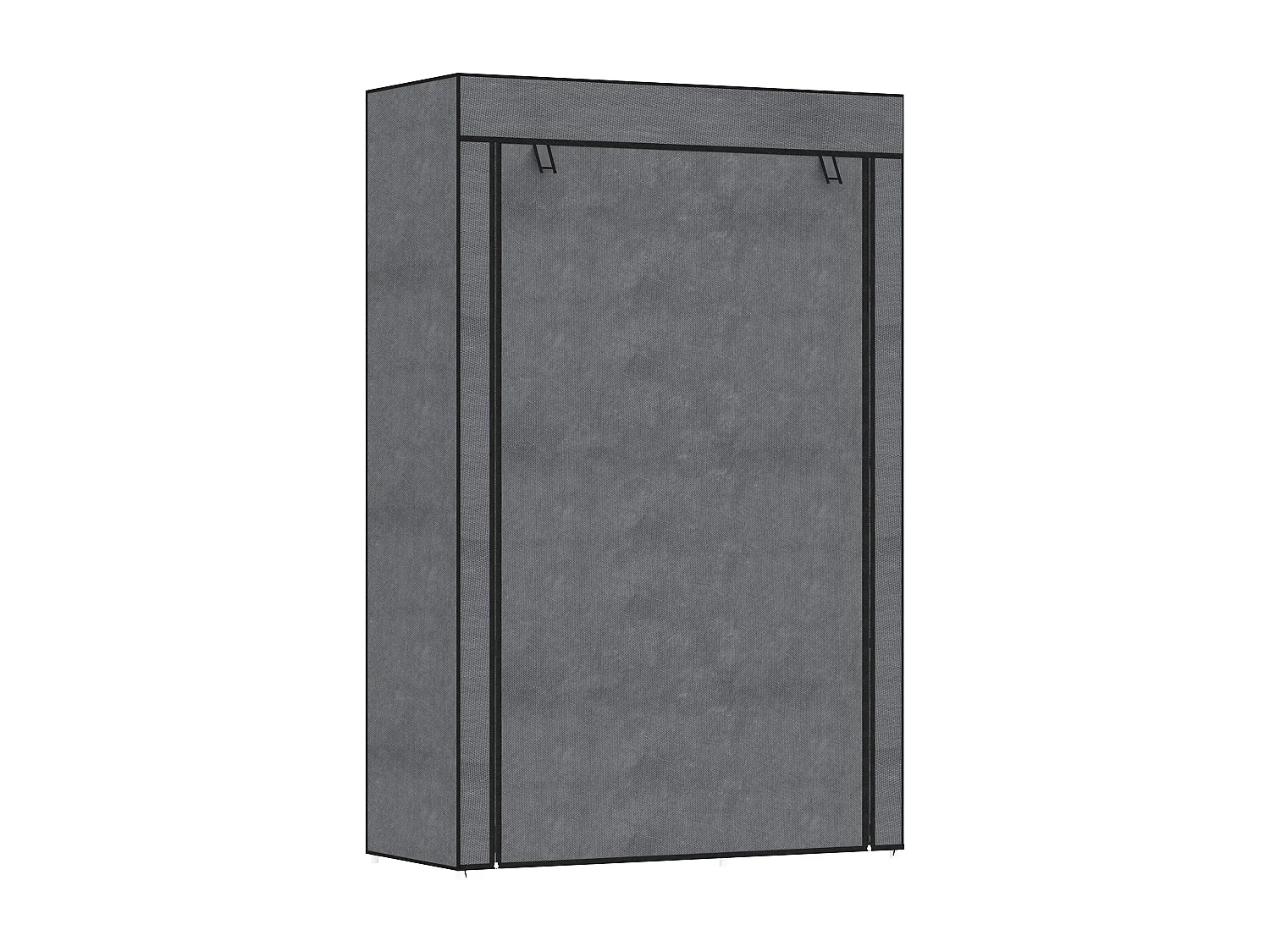 Armoire penderie multi-rangement - 6 étagères, 1 barre - dim. 103L x 43l x 162,5H cm - acier noir non tissé gris