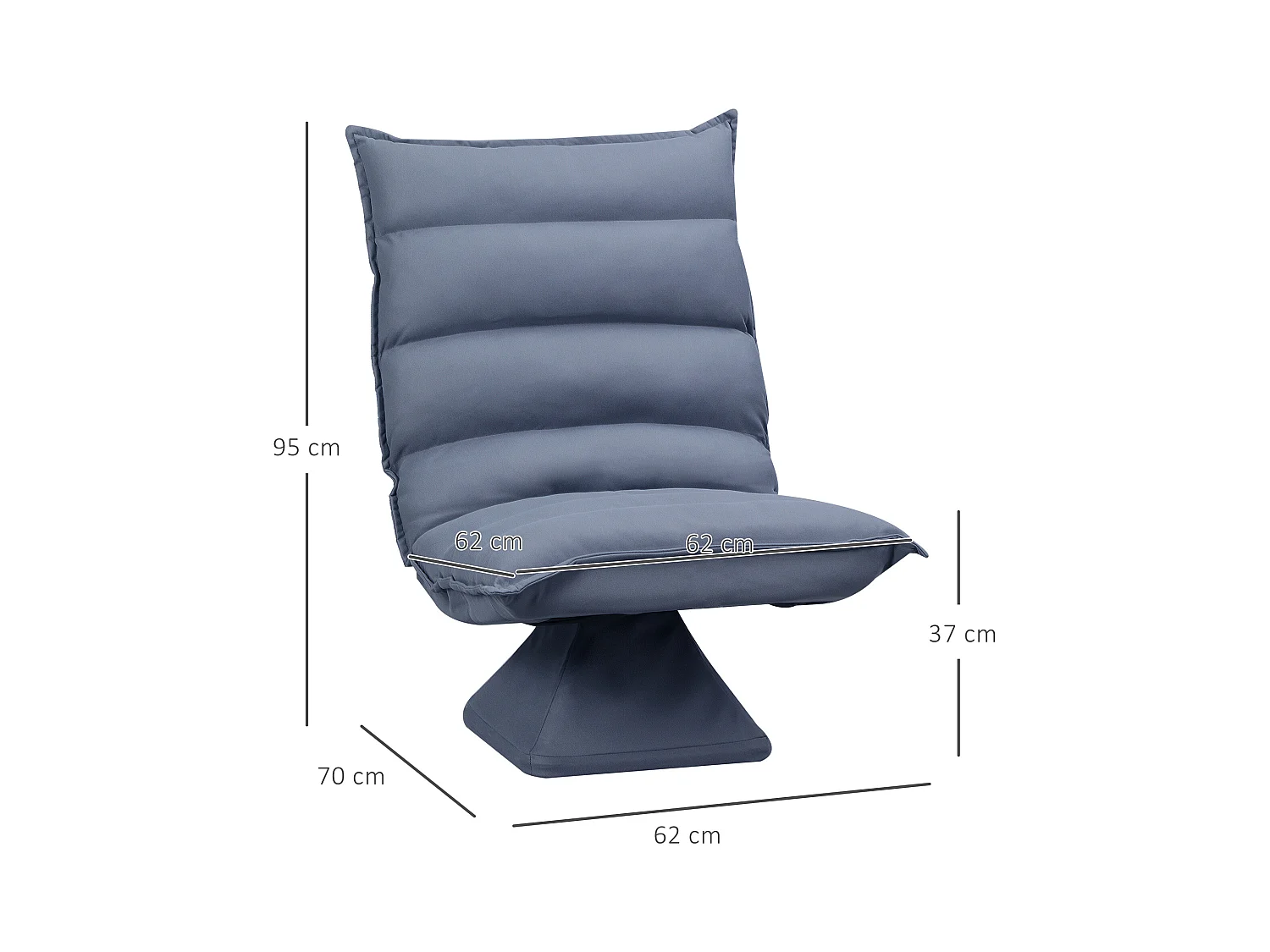 Fauteuil relax grand confort pivotant inclinaison réglable 5 niv. épais garnissage mousse haute densité tissu velours microfibre gris