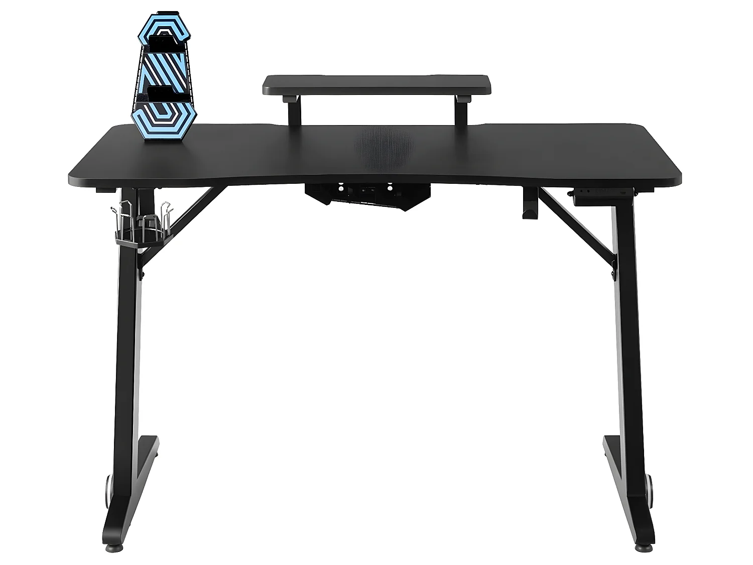 Bureau gamer table de jeu pour gaming surface en fibre de carbone lumières rvb avec porte-gobelet crochet pour casque 20_0000335