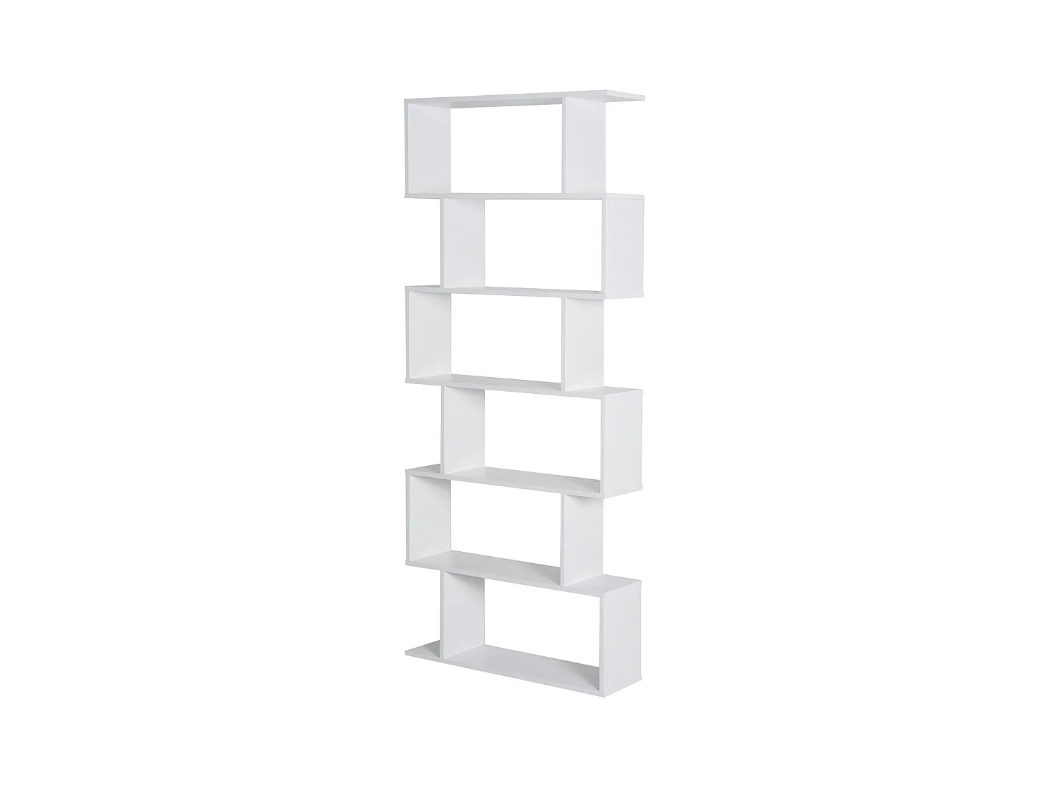 Bibliothèque étagère zig zag design contemporain 80L x 23l x 192H cm 6 niveaux blanc