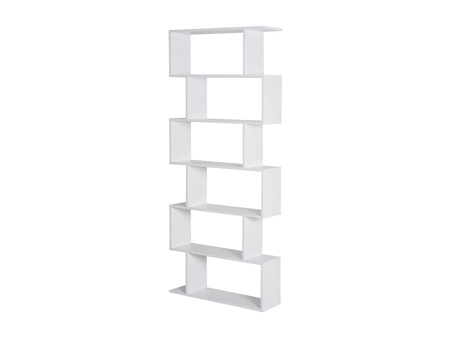 Bibliothèque étagère zig zag design contemporain 80L x 23l x 192H cm 6 niveaux blanc