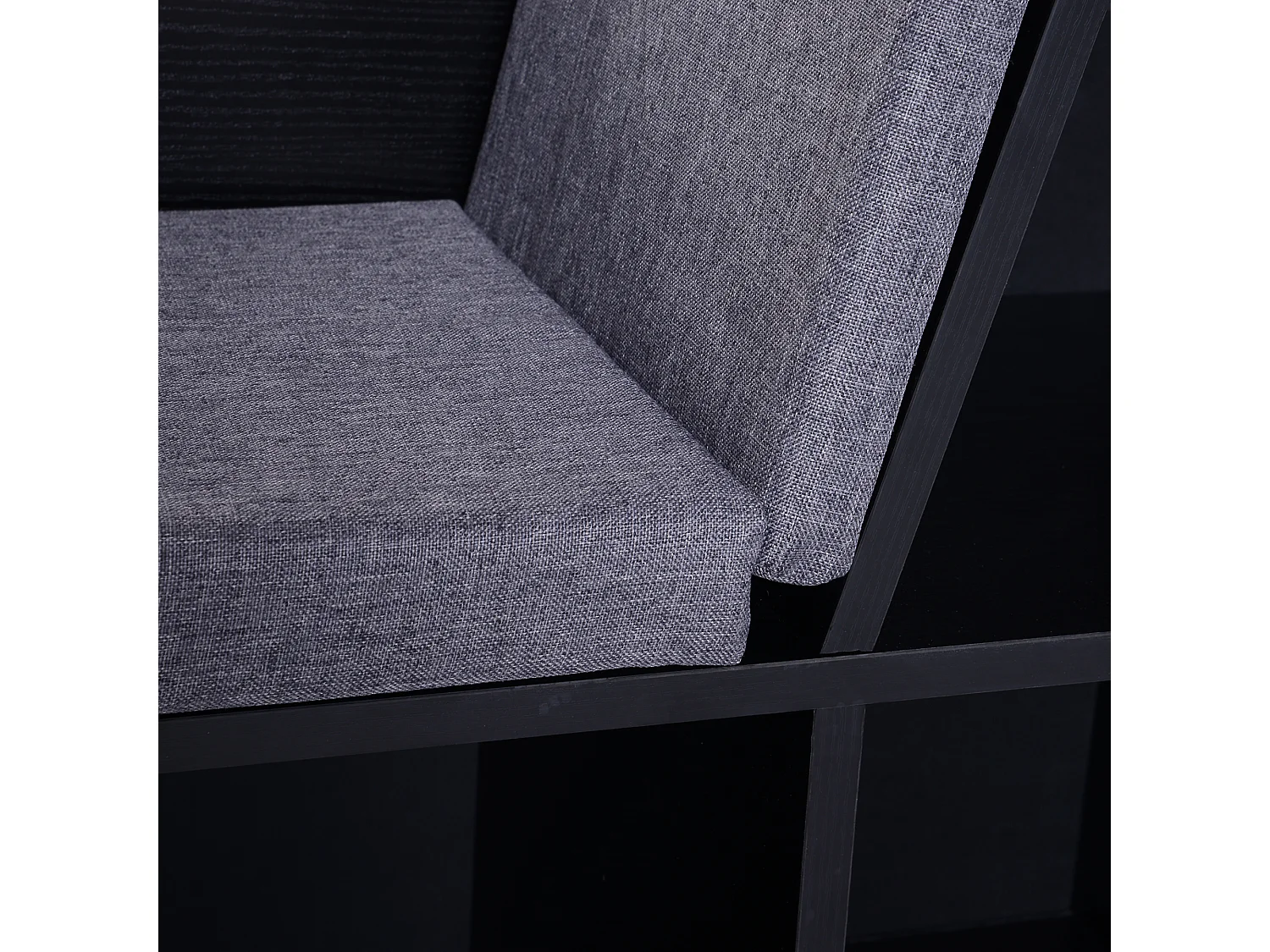 Bibliothèque banc 2 en 1 design contemporain 6 casiers 3 coussins fournis 102L x 30l x 61H cm noir gris
