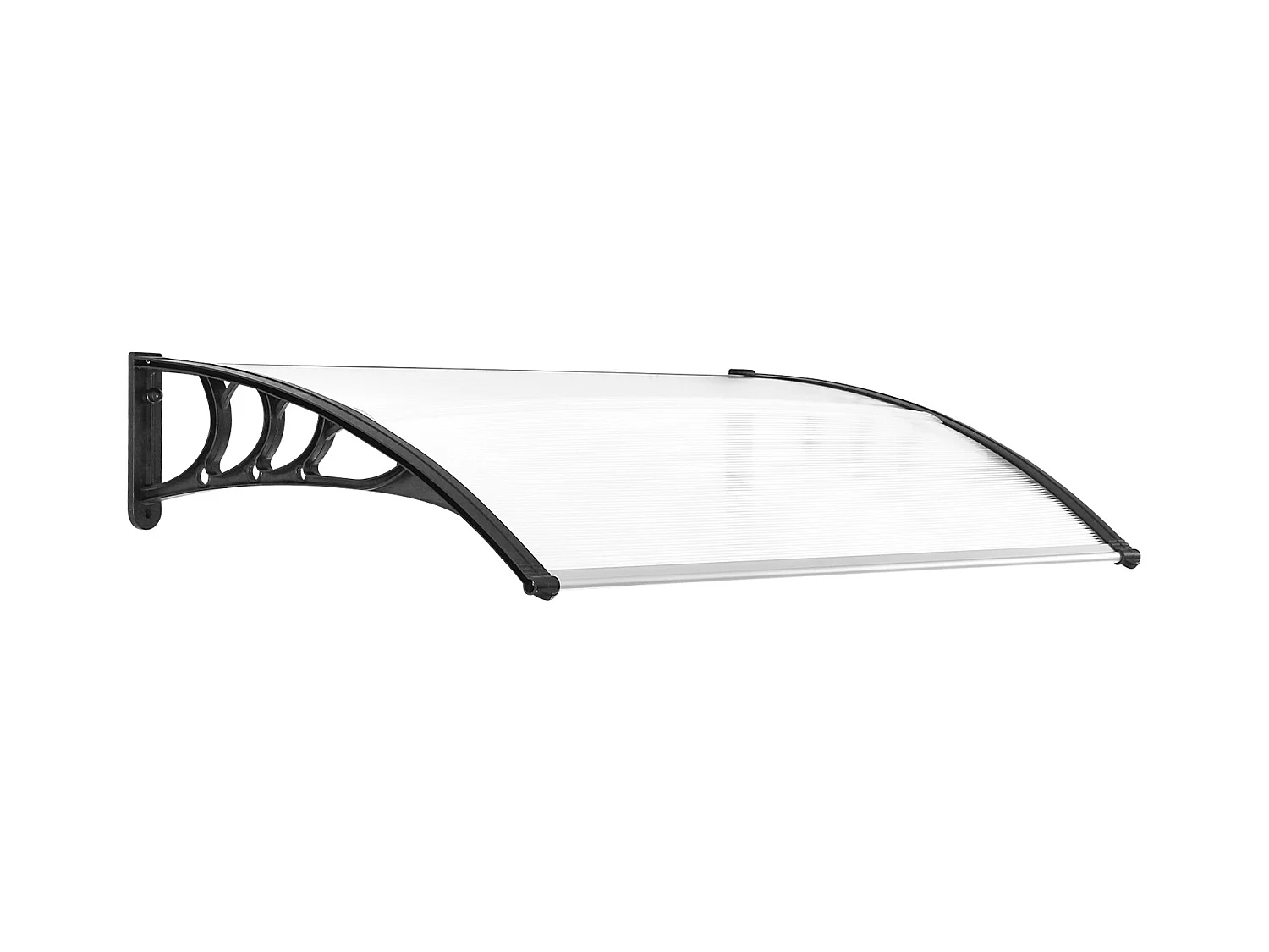 Auvent marquise de porte design voûté arrondi dim. 100L x 80l x 23H cm polycarbonate plastique noir