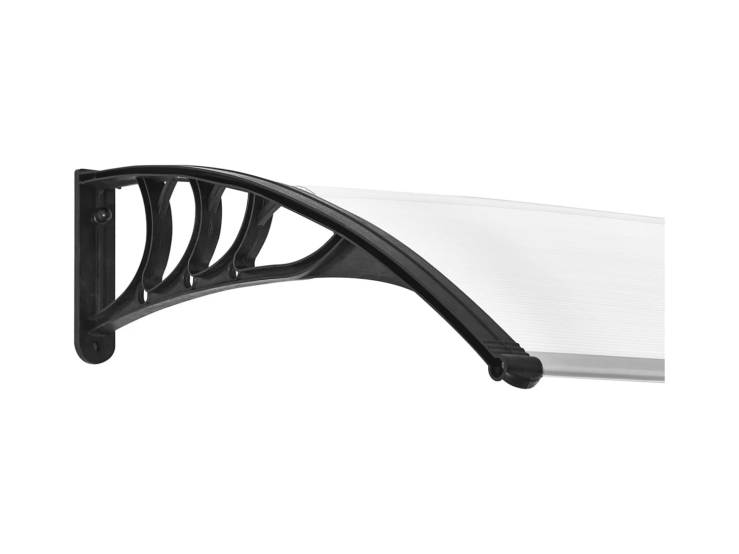 Auvent marquise de porte design voûté arrondi dim. 100L x 80l x 23H cm polycarbonate plastique noir