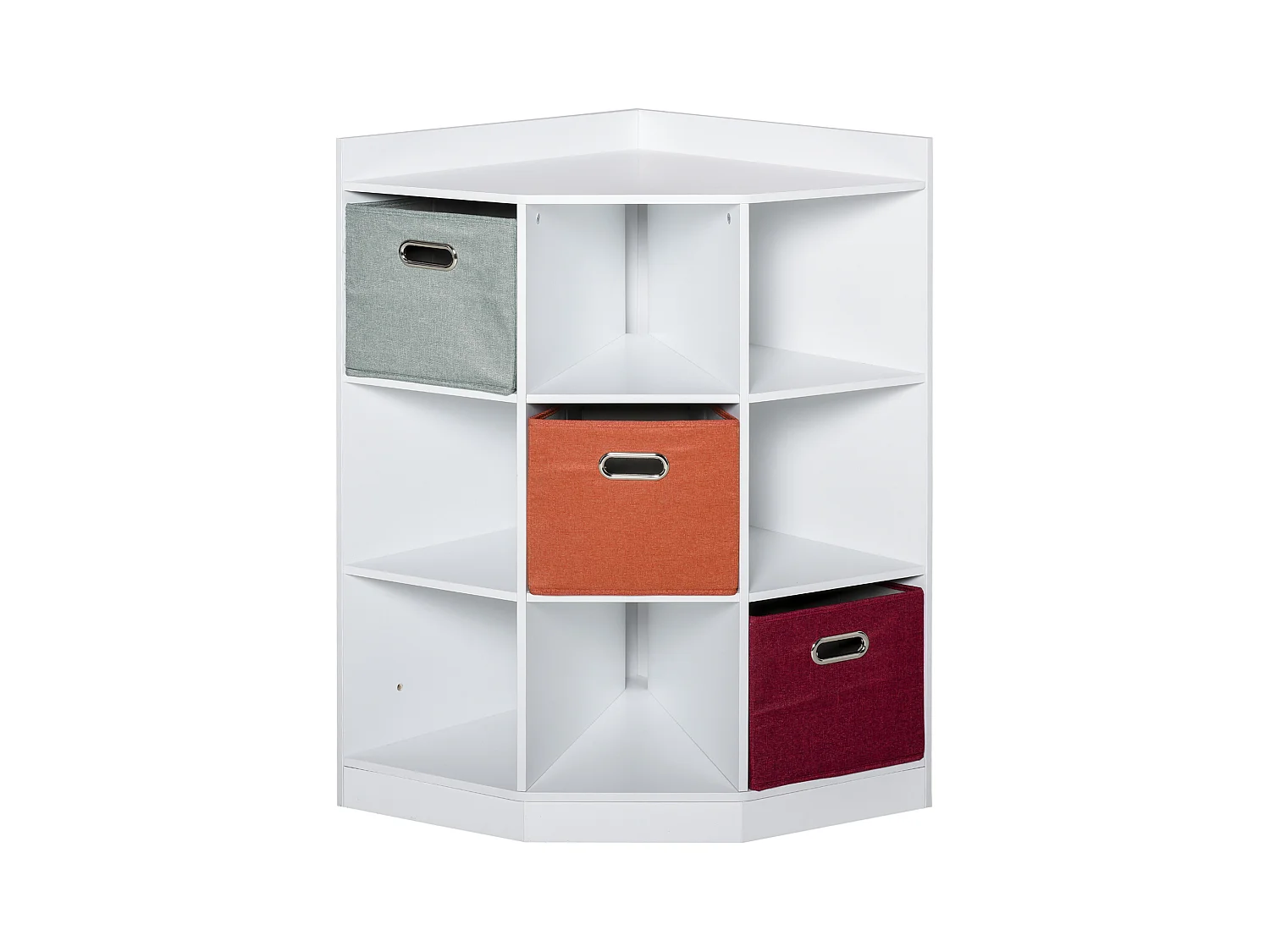 Meuble de rangement d'angle unité de rangement 9 niches 3 tiroirs non tissé MDF blanc