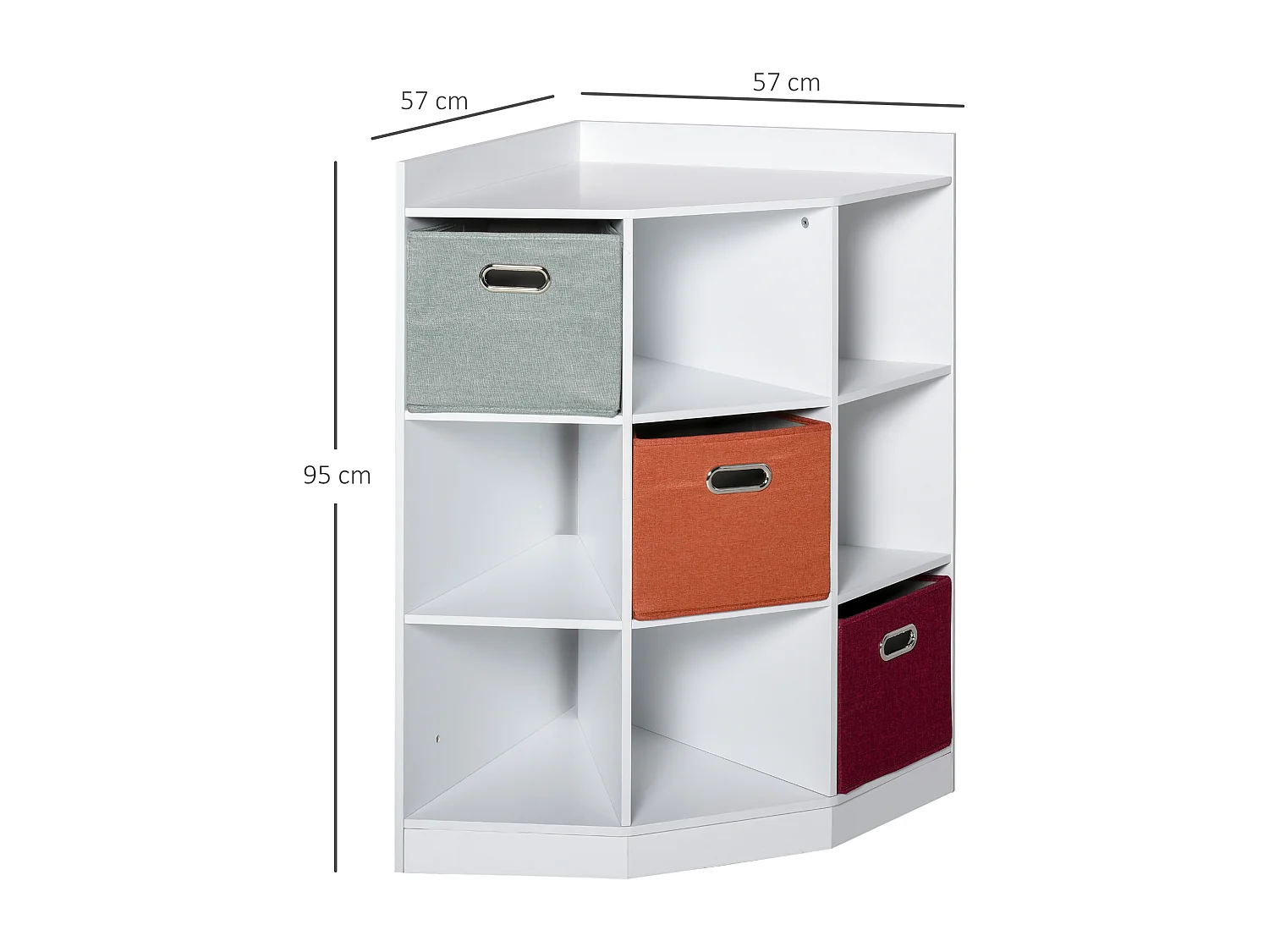 Meuble de rangement d'angle unité de rangement 9 niches 3 tiroirs non tissé MDF blanc