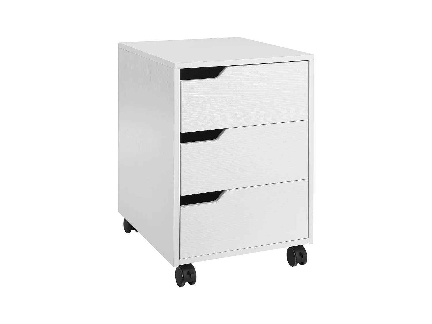 Caisson de bureau rangement sur roulettes 3 tiroirs verrouillables 40 x 50 x 57,5 cm MDF blanc