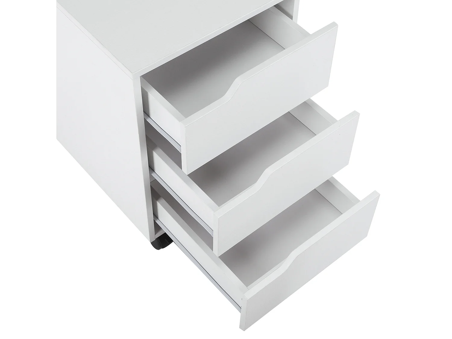 Caisson de bureau rangement sur roulettes 3 tiroirs verrouillables 40 x 50 x 57,5 cm MDF blanc