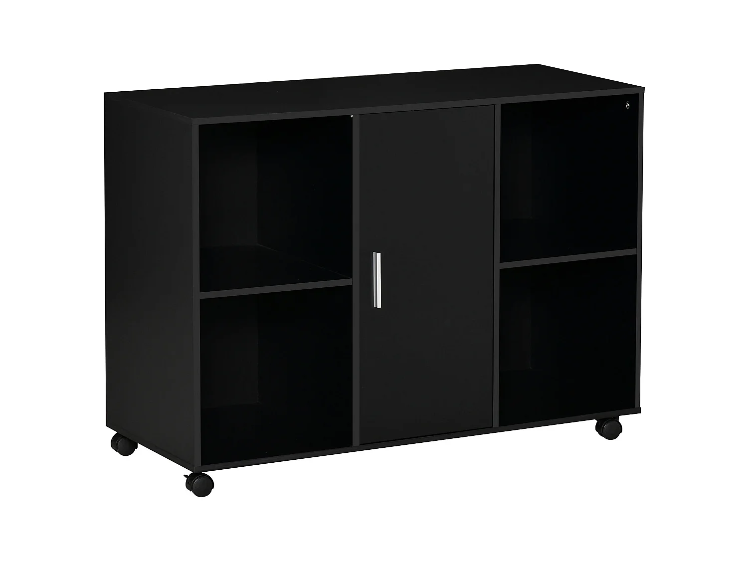 Vinsetto Support d'imprimante - caisson organiseur bureau - 4 niches, placard porte, grand plateau - panneaux particules noir