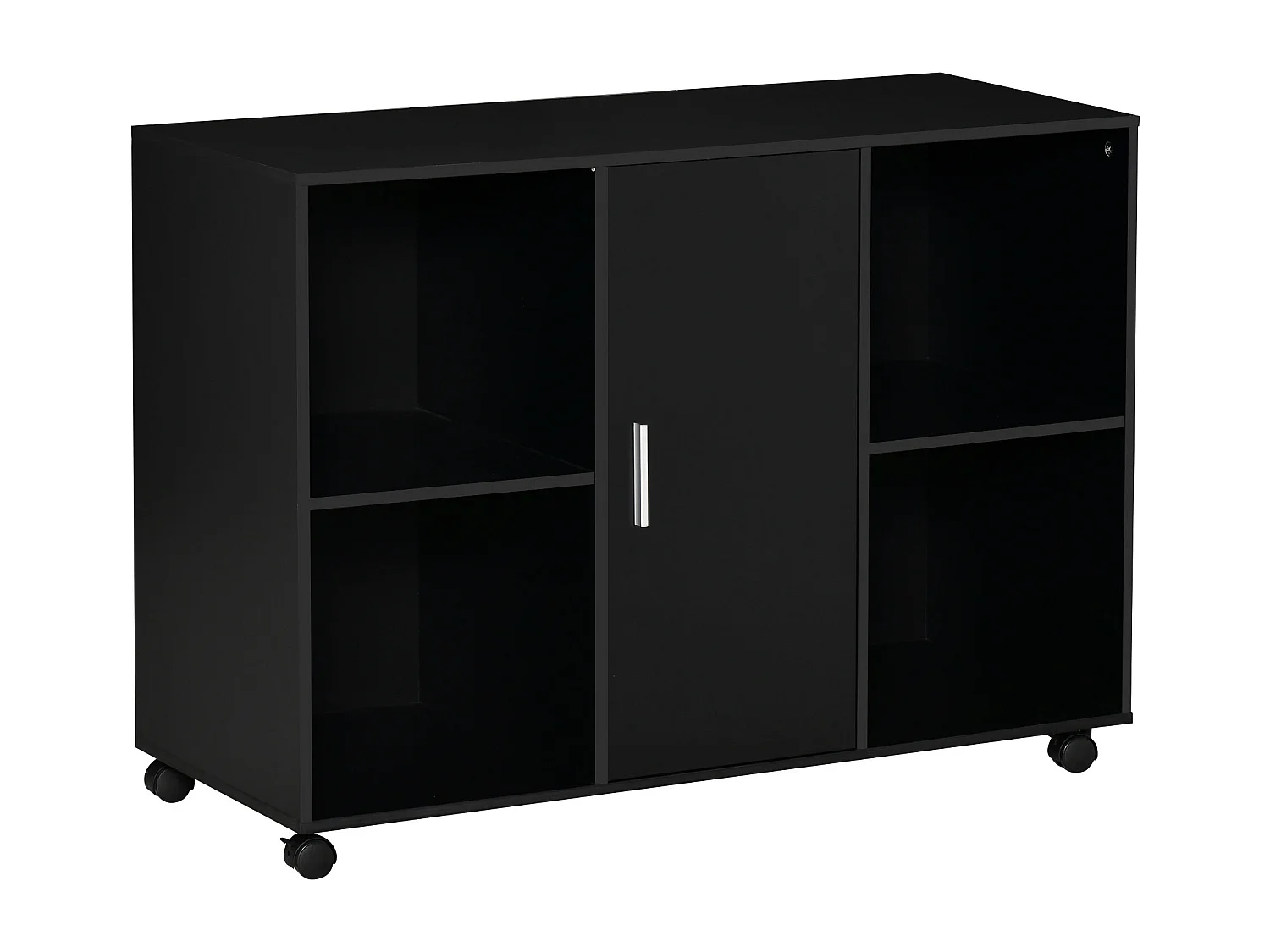 Vinsetto Support d'imprimante - caisson organiseur bureau - 4 niches, placard porte, grand plateau - panneaux particules noir