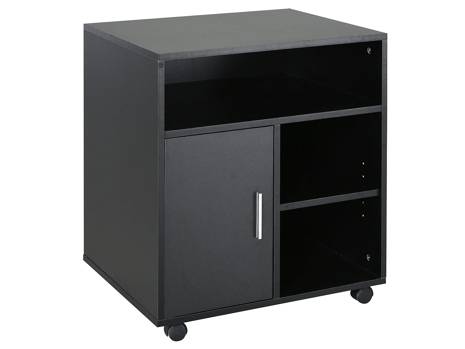Support d'imprimante organiseur bureau caisson porte 3 niches grand plateau noir