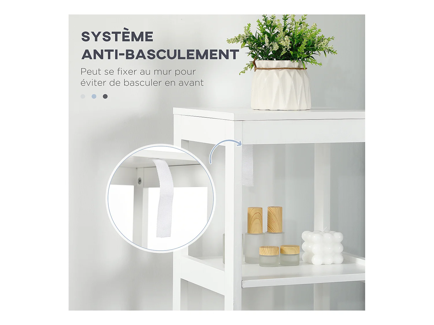 Meuble colonne rangement salle de bain dim. 30L x 30l x 144H cm 2 tiroirs 3 étagères MDF blanc