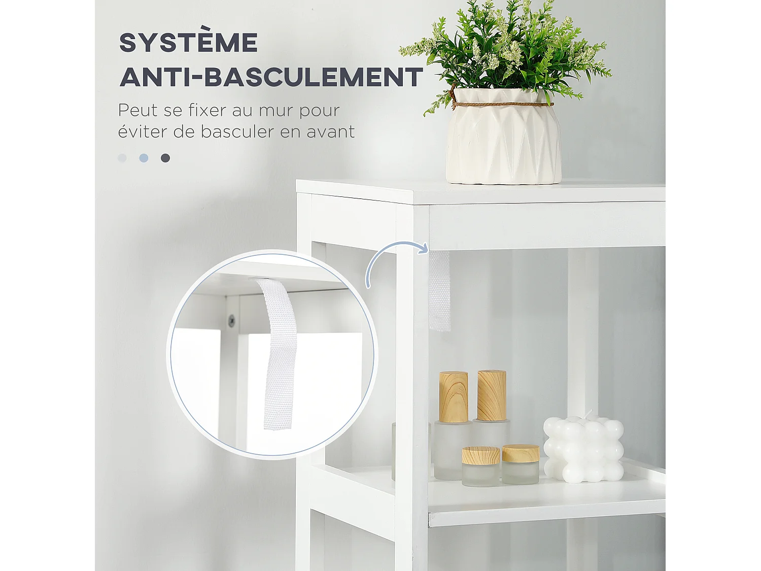 Meuble colonne rangement salle de bain dim. 30L x 30l x 144H cm 2 tiroirs 3 étagères MDF blanc