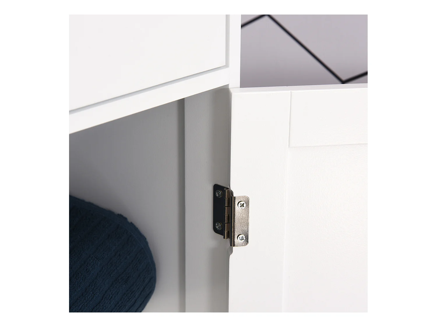 Meuble colonne de salle de bain placard porte acrylique 2 étagères placard porte 1 étagère tiroir MDF blanc