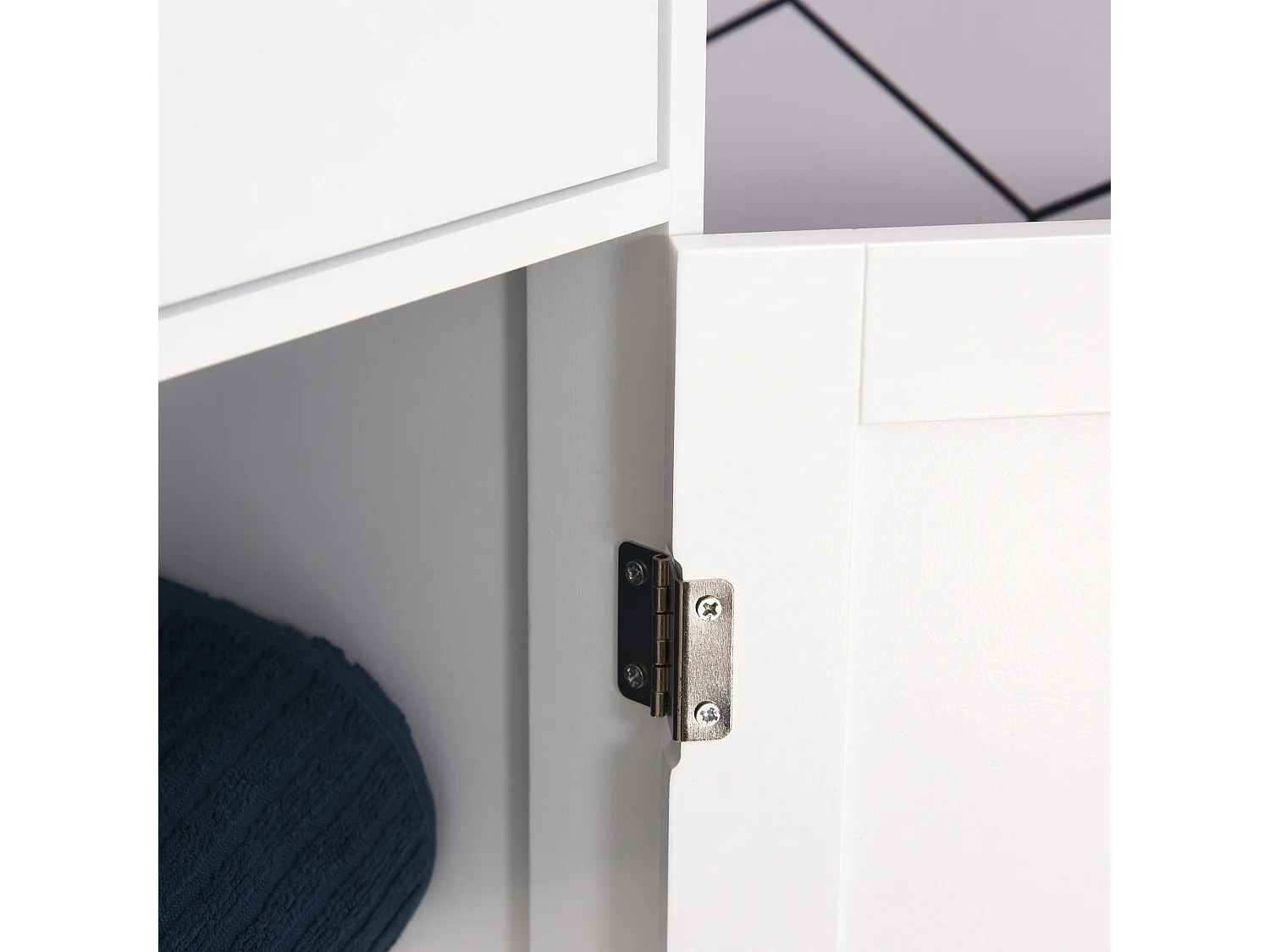 Meuble colonne de salle de bain placard porte acrylique 2 étagères placard porte 1 étagère tiroir MDF blanc