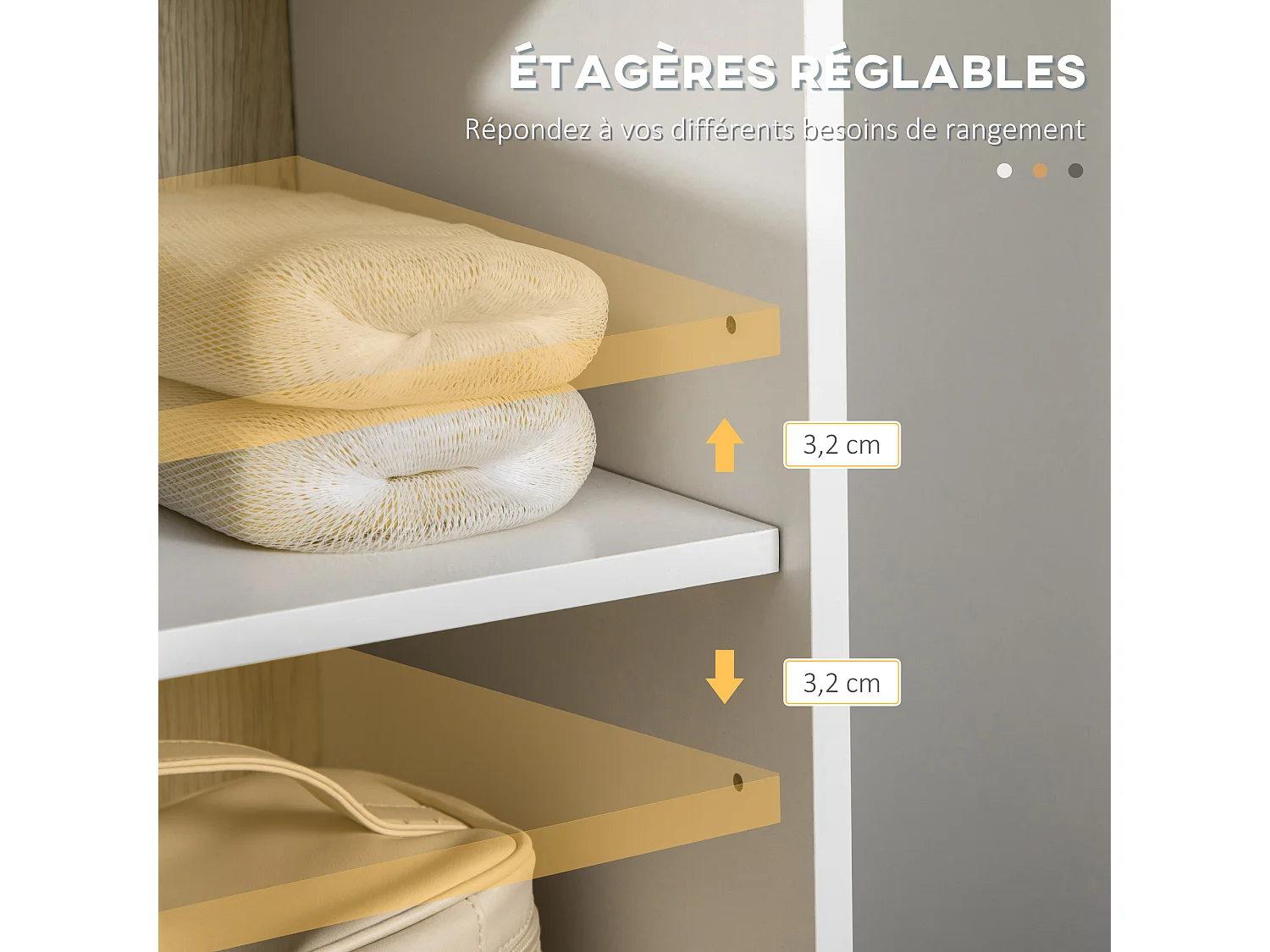 Meuble colonne rangement salle de bain style cosy 2 niches 2 portes avec étagère piètement épingle acier noir blanc aspect chêne clair