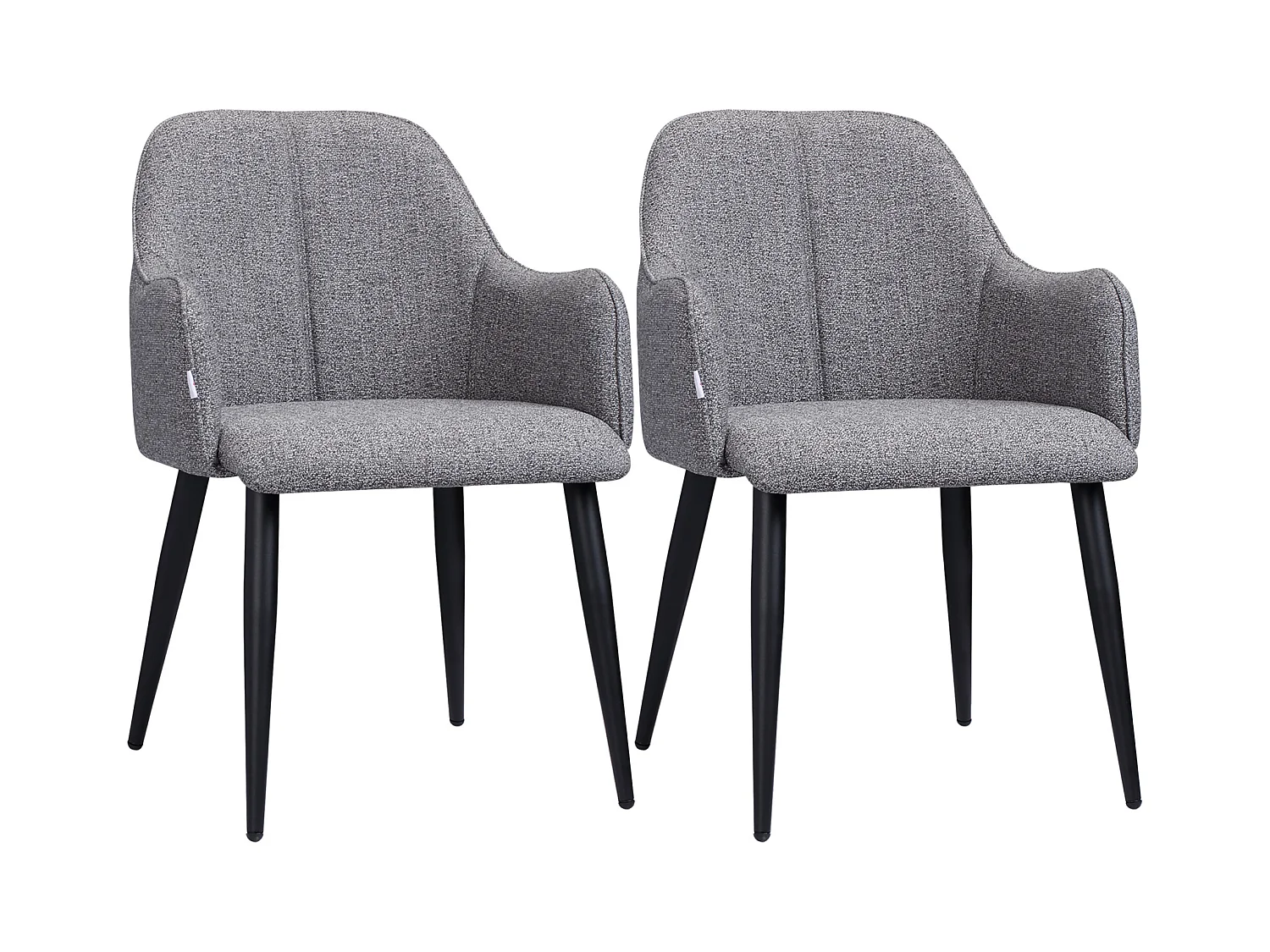 Chaises de visiteur design contemporain - lot de 2 chaises - piètement effilé incliné acier noir - révêtement aspect lin gris