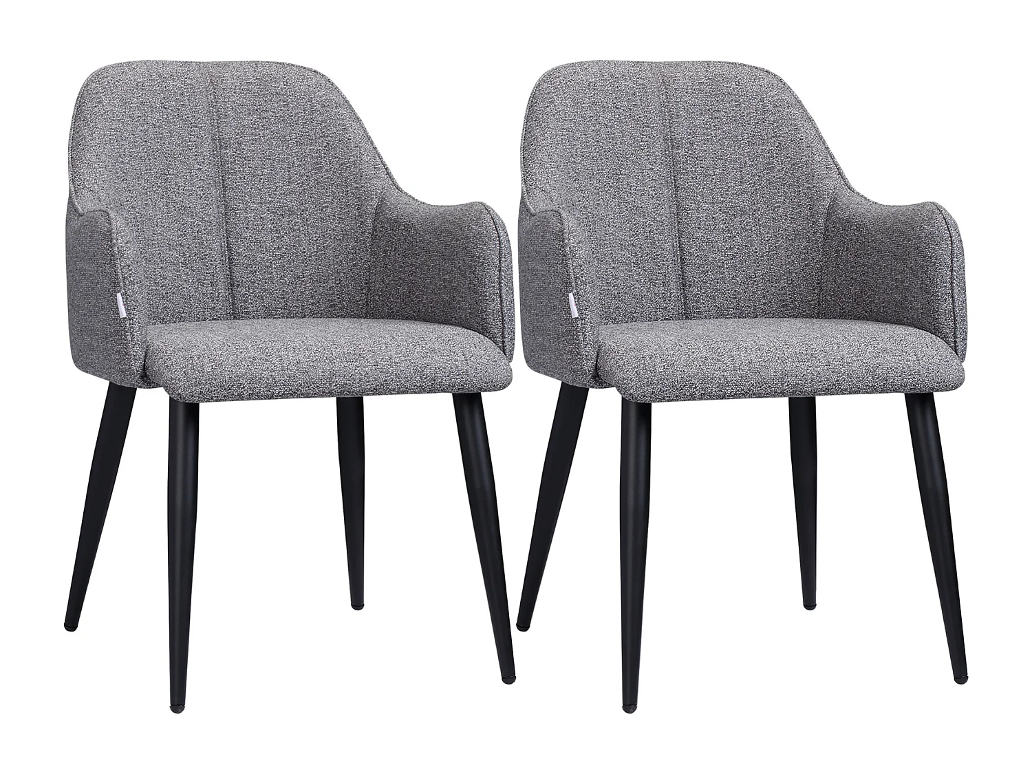 Chaises de visiteur design contemporain - lot de 2 chaises - piètement effilé incliné acier noir - révêtement aspect lin gris