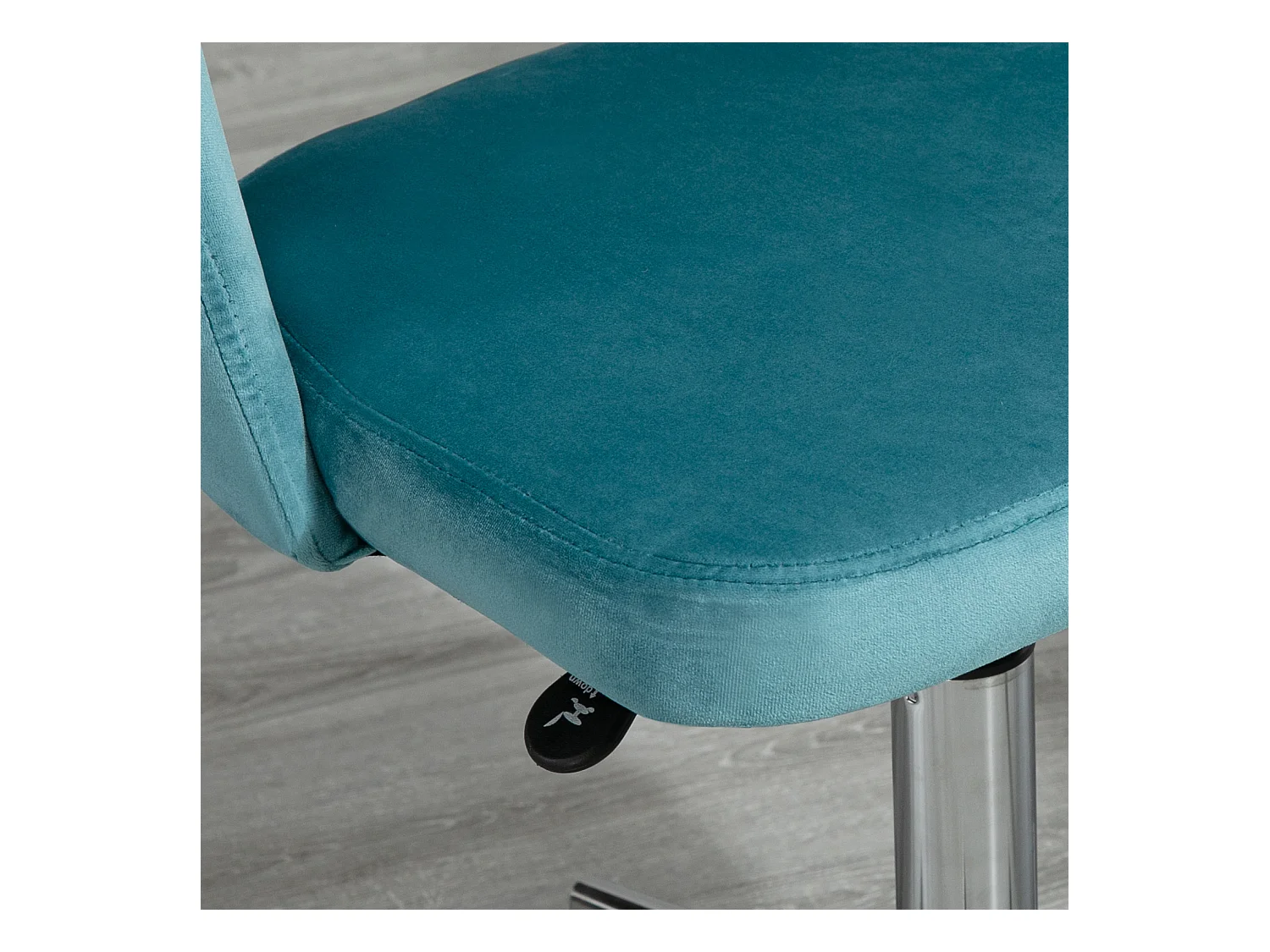 Chaise de bureau design contemporain dossier ergonomique ajouré strié hauteur réglable pivotante 360° piètement chromé velours bleu canard