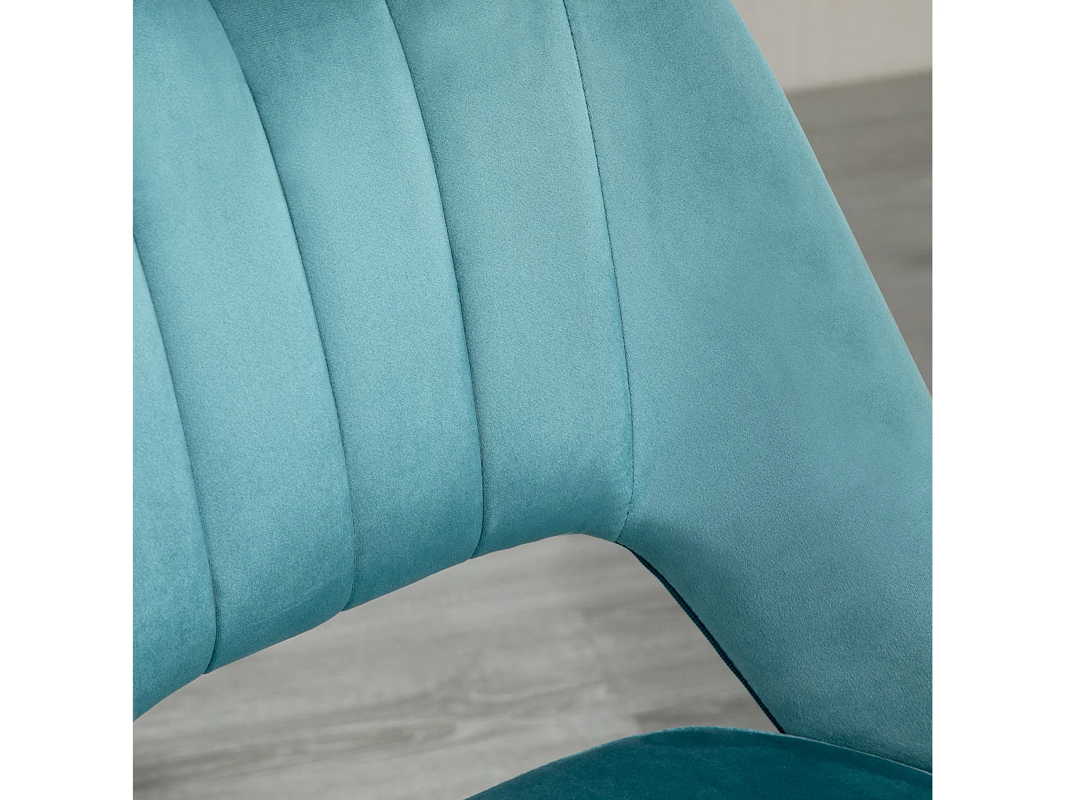 Chaise de bureau design contemporain dossier ergonomique ajouré strié hauteur réglable pivotante 360° piètement chromé velours bleu canard