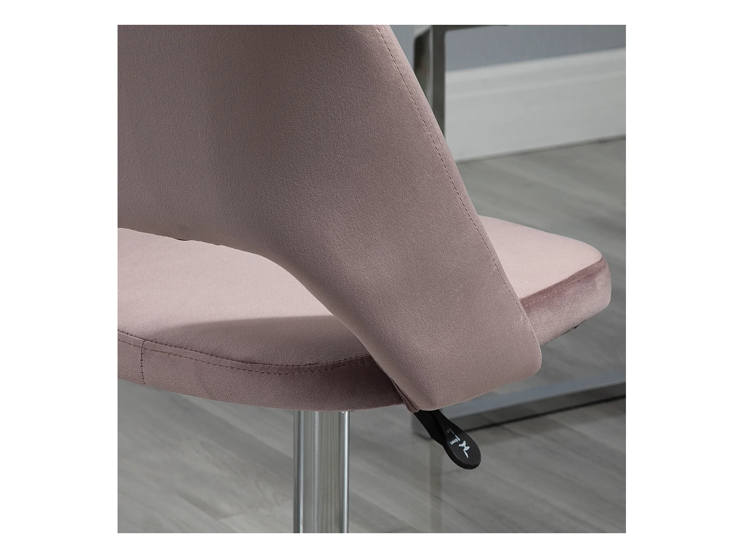 Vinsetto Chaise de bureau design contemporain dossier ergonomique ajouré strié hauteur réglable pivotante 360° piètement chromé velours rose poudré
