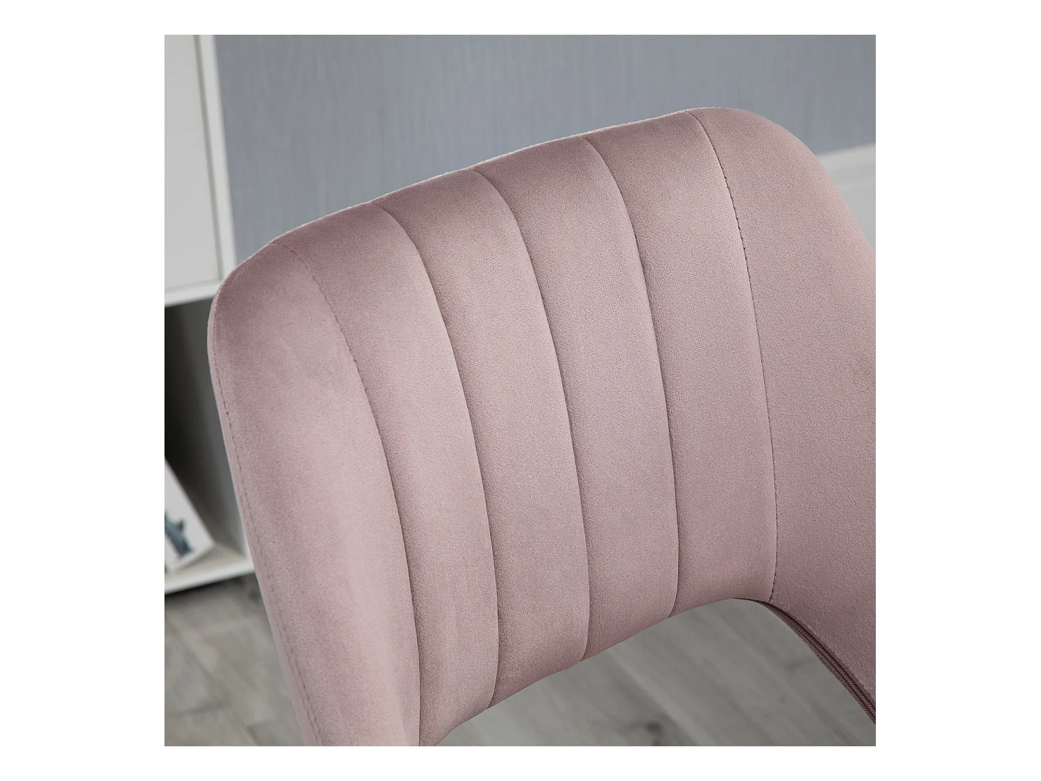 Vinsetto Chaise de bureau design contemporain dossier ergonomique ajouré strié hauteur réglable pivotante 360° piètement chromé velours rose poudré